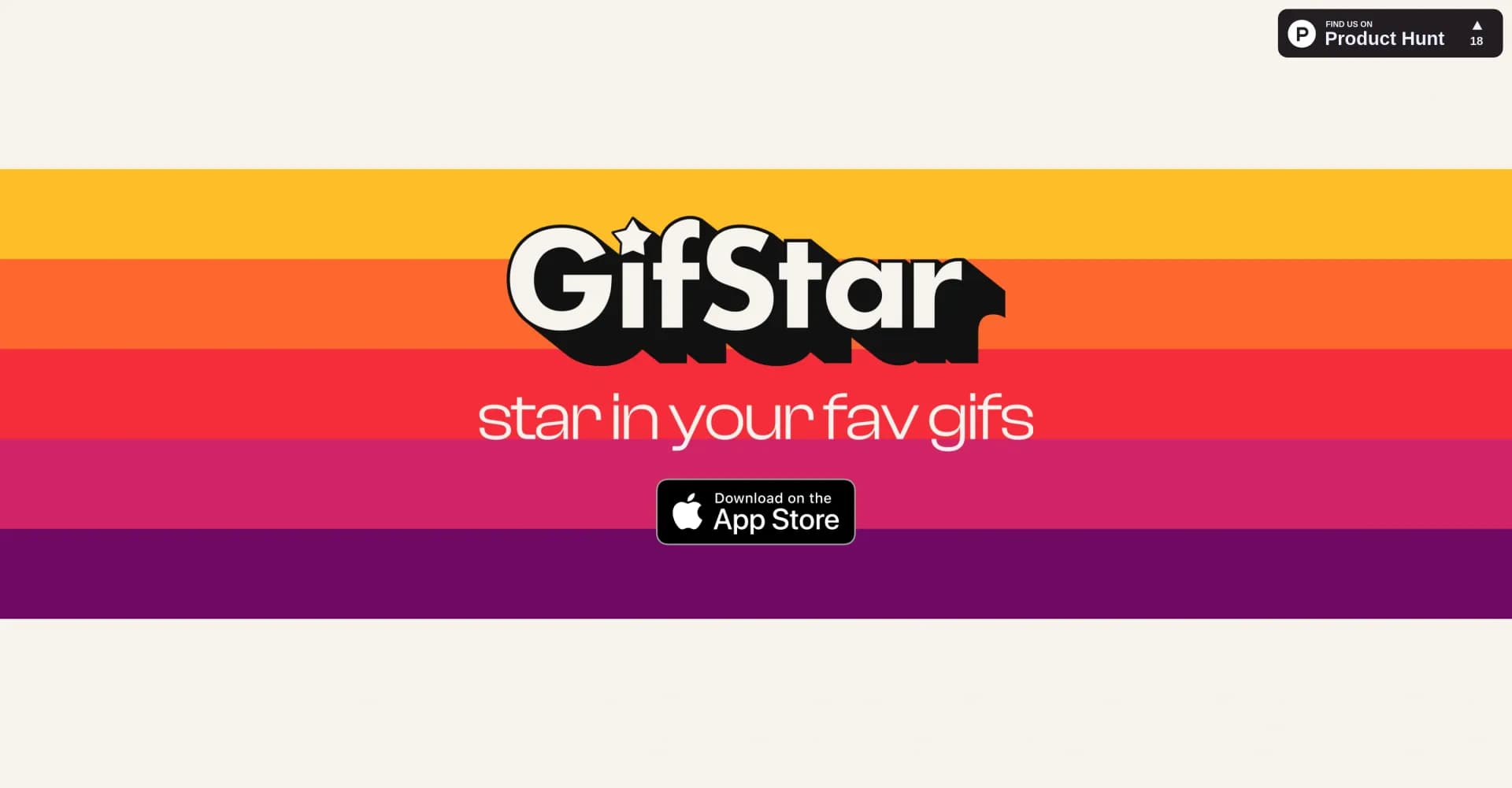 GifStar homepage screenshot — Star in your favorite GIFs with a single photo.