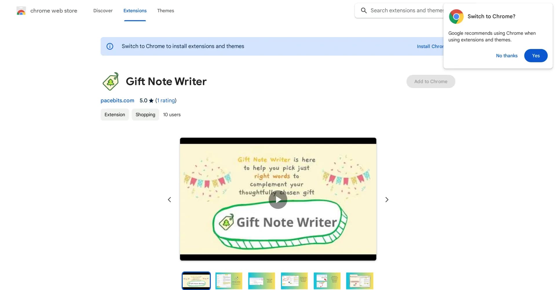 Gift Note Writer homepage screenshot — AI powered tool to generate personalized gift notes