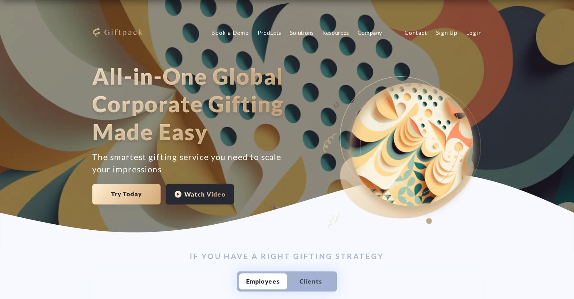 Giftpack AI homepage screenshot — Automated, personalized global corporate gifting.