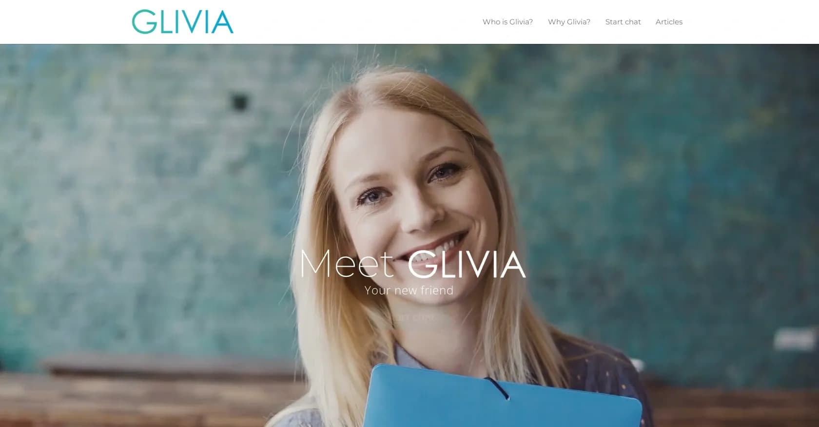 Glivia homepage screenshot — Your AI companion: Always available, always understanding.