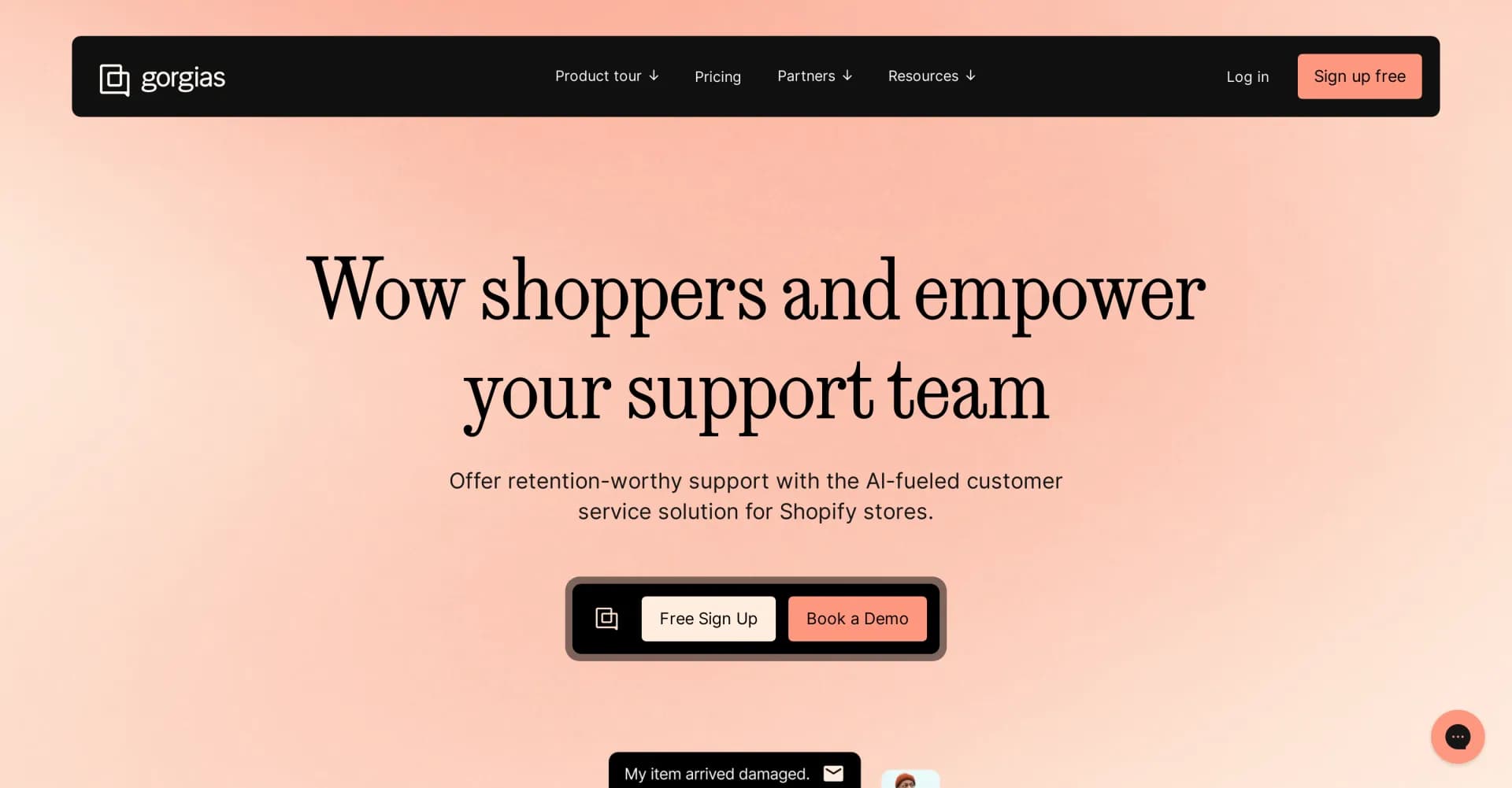 Gorgias homepage screenshot — Streamline e-commerce customer service with AI