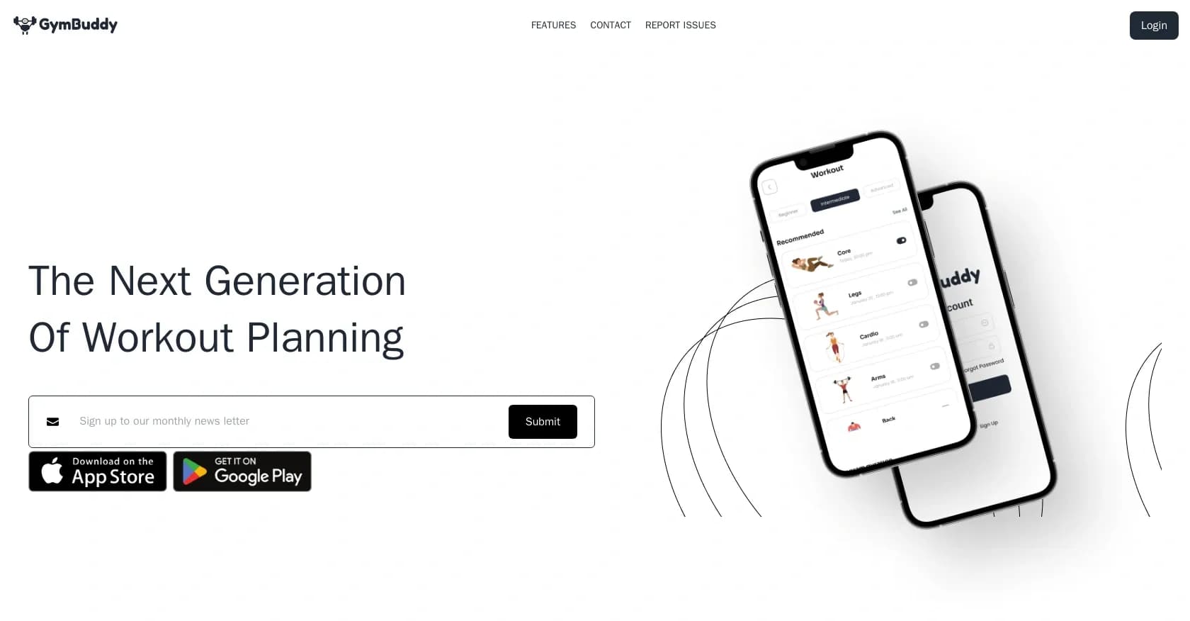 GymBuddy homepage screenshot — AI-powered workout planner for personalized fitness