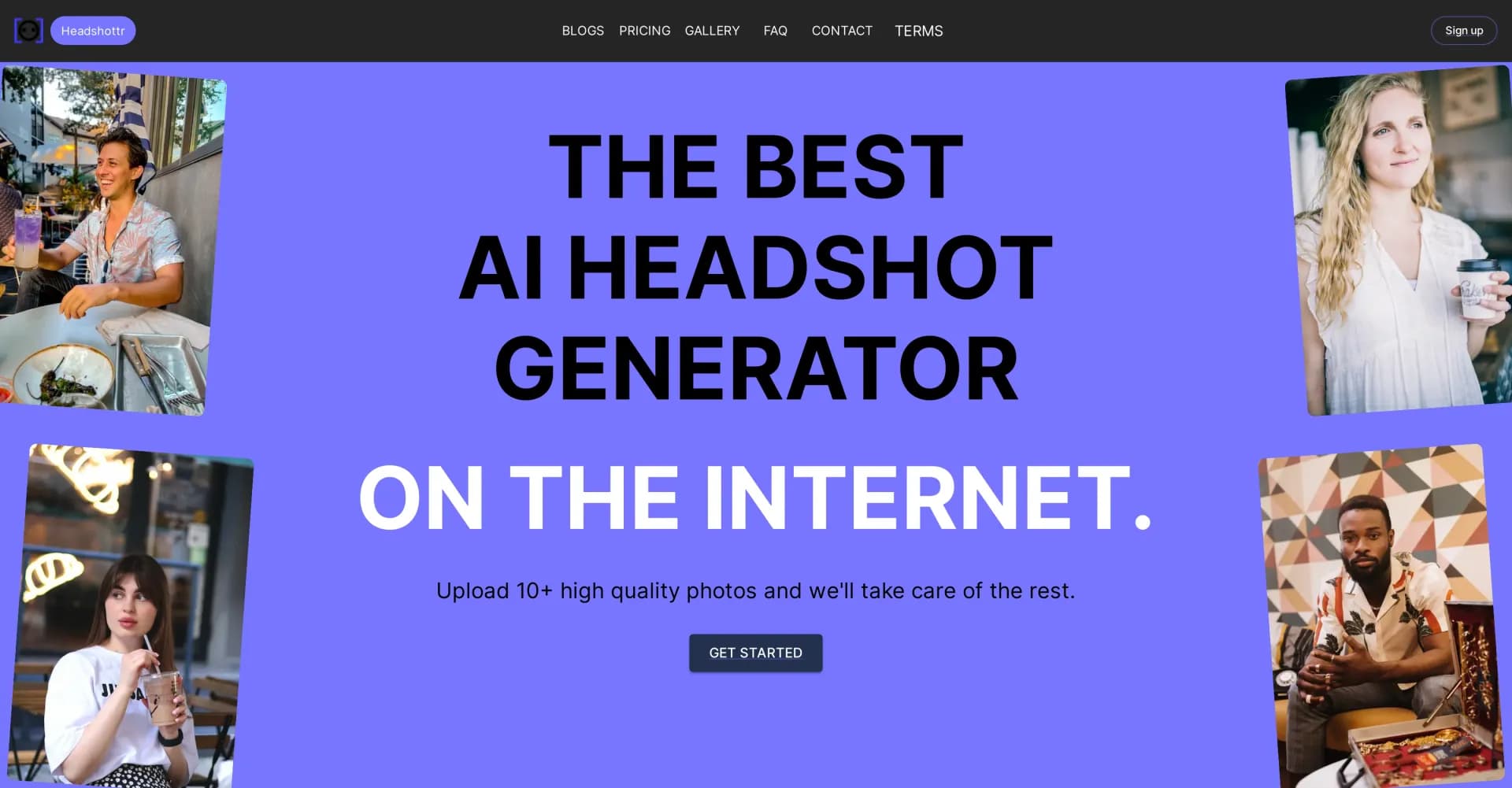 Headshottr homepage screenshot — AI-powered professional headshots in minutes