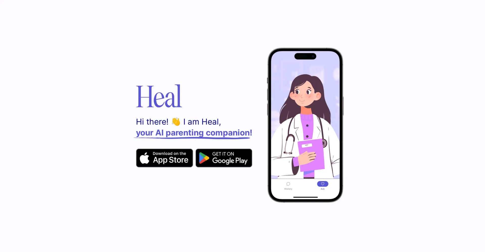 Heal AI homepage screenshot — Your AI parenting companion