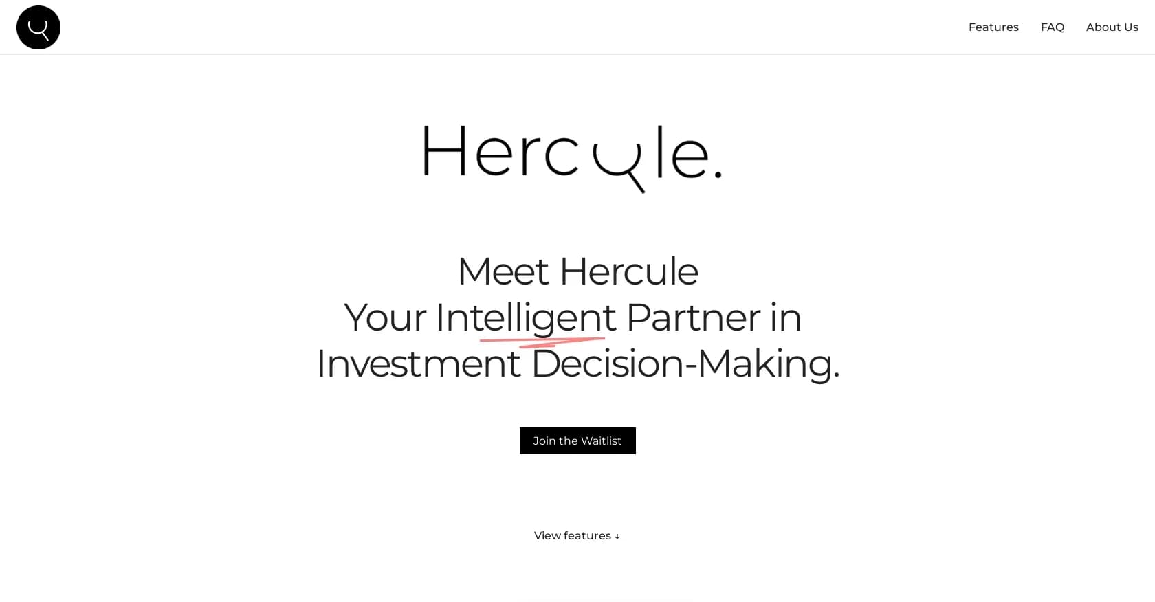 Hercule homepage screenshot — AI-powered investment decision-making in minutes.