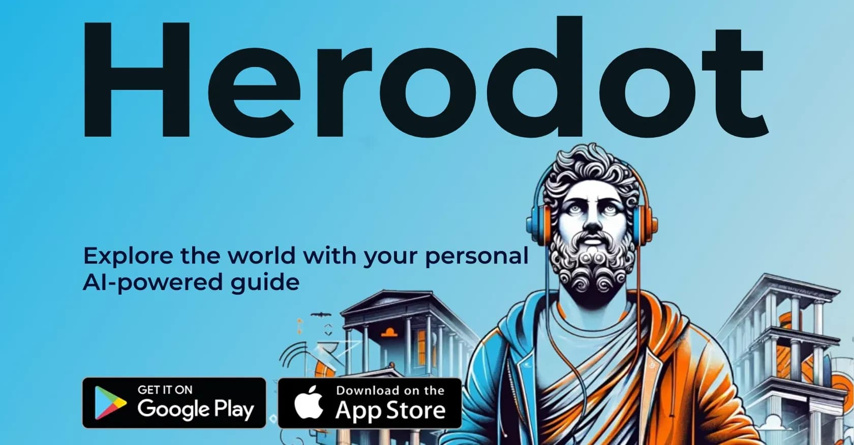 Herodot homepage screenshot — Explore the world with your personal AI-powered guide.