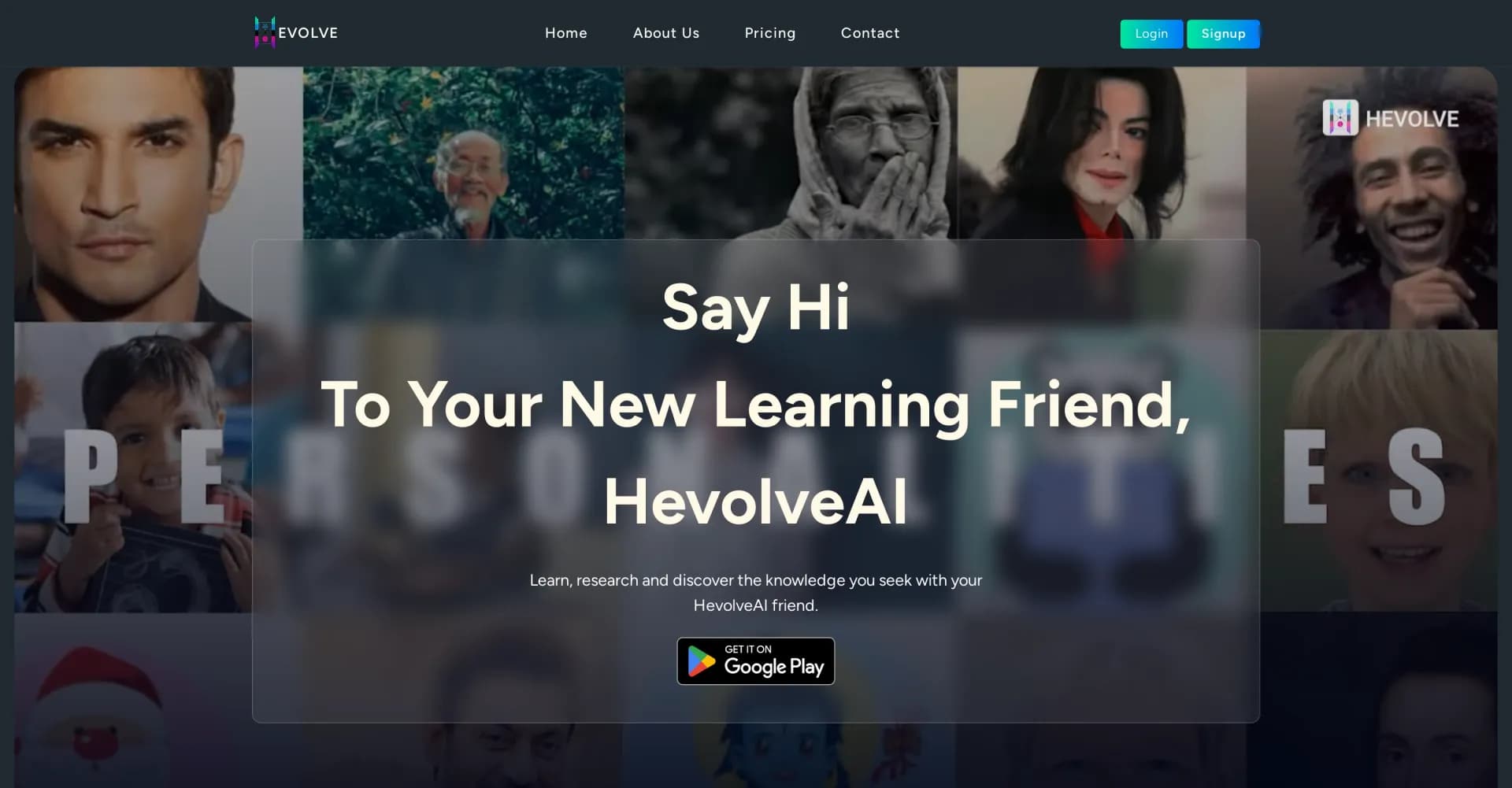 Hevolve AI homepage screenshot — Unleash your ideas with AI-powered mind mapping.