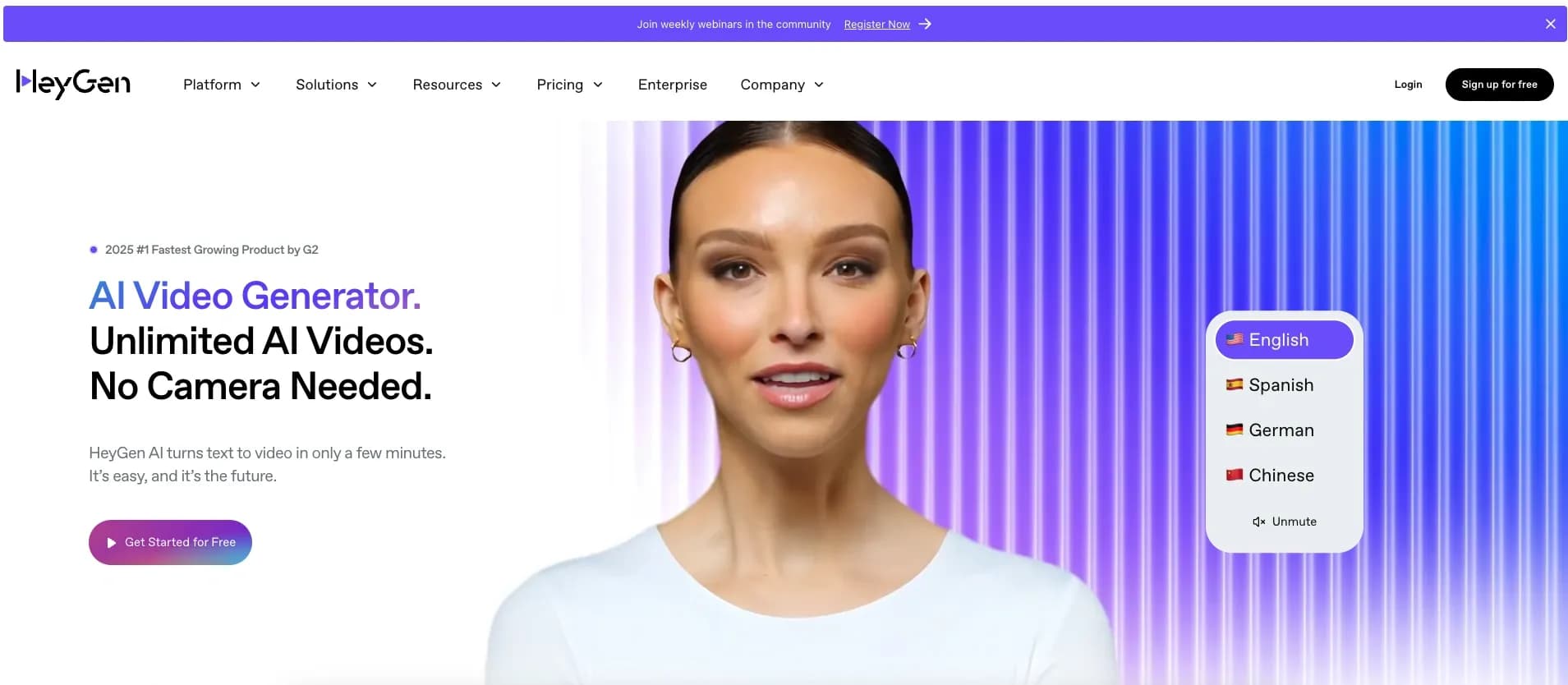 HeyGenv3.2 homepage screenshot — Create AI spokesperson videos from text