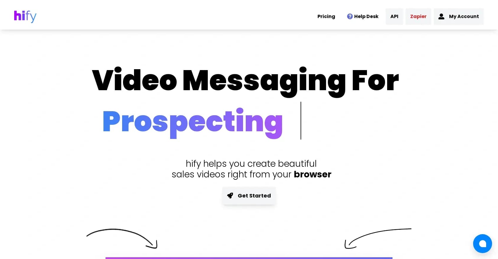 Hify homepage screenshot — Create beautiful sales videos in your browser