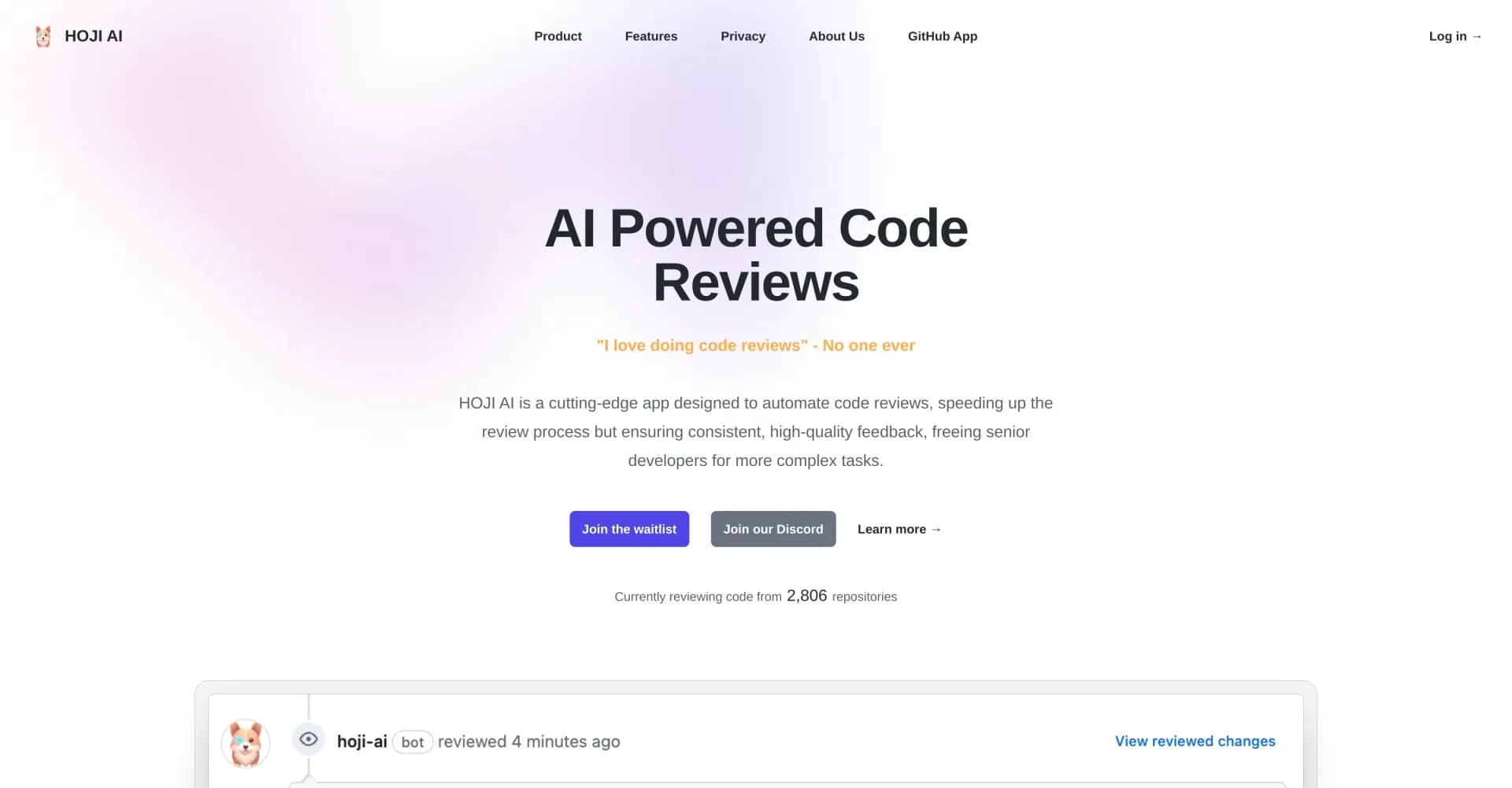 HOJI AI homepage screenshot — Discover top AI software with expert reviews.