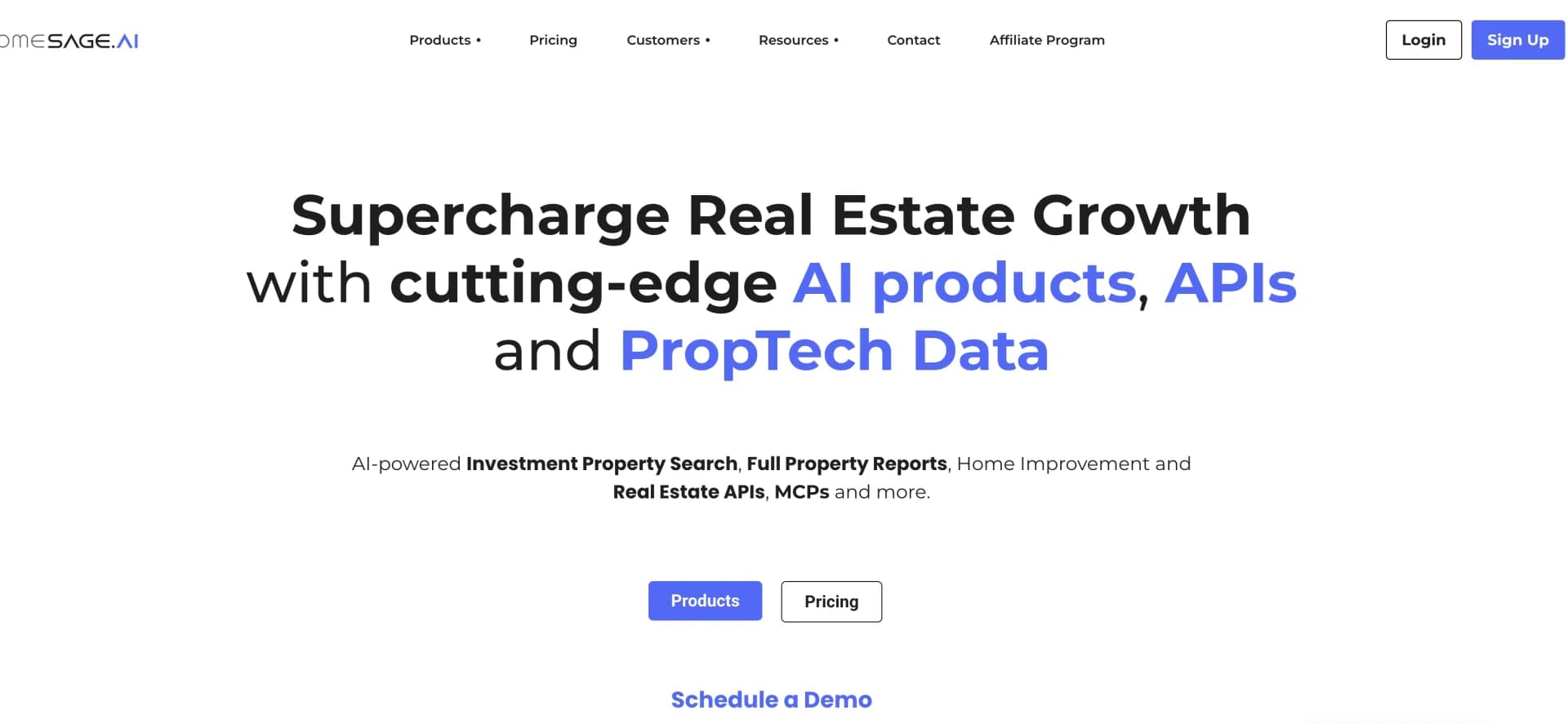Homesage.ai homepage screenshot — AI-powered insights for real estate professionals