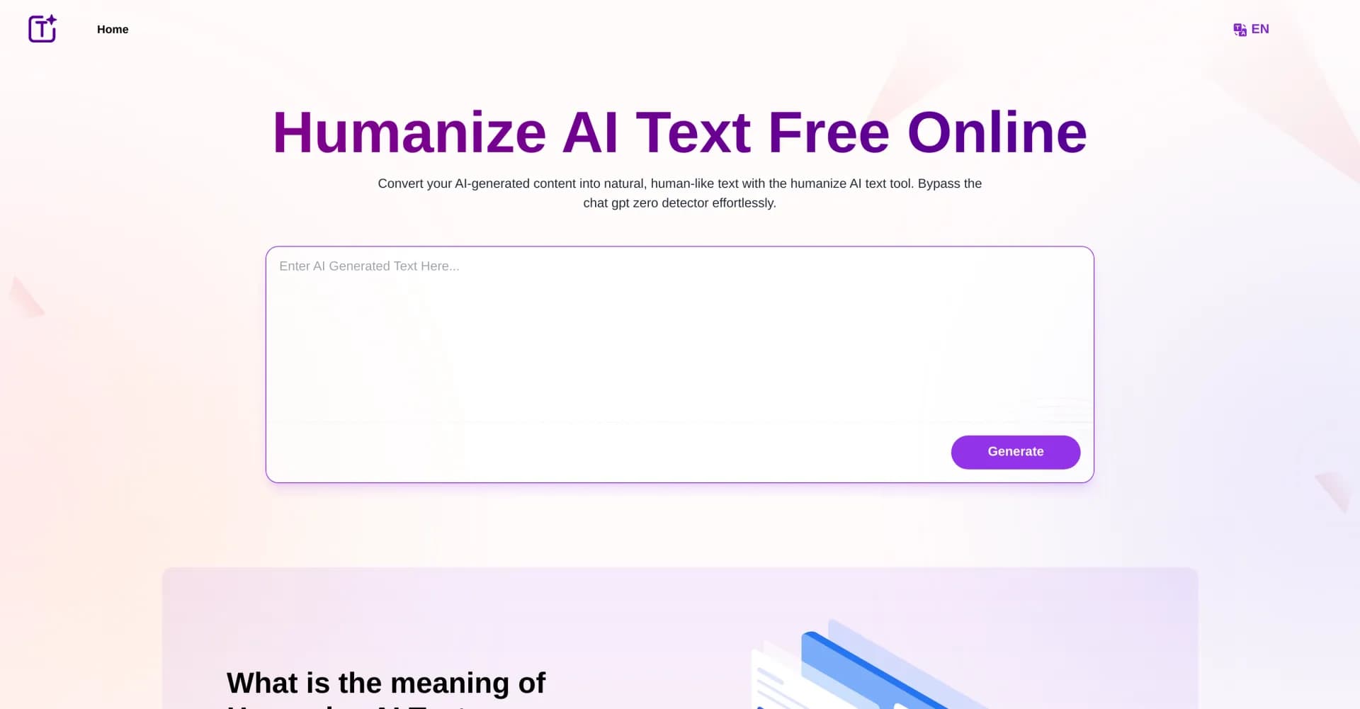 Humanize.im homepage screenshot — Convert AI text to natural, human-like content.