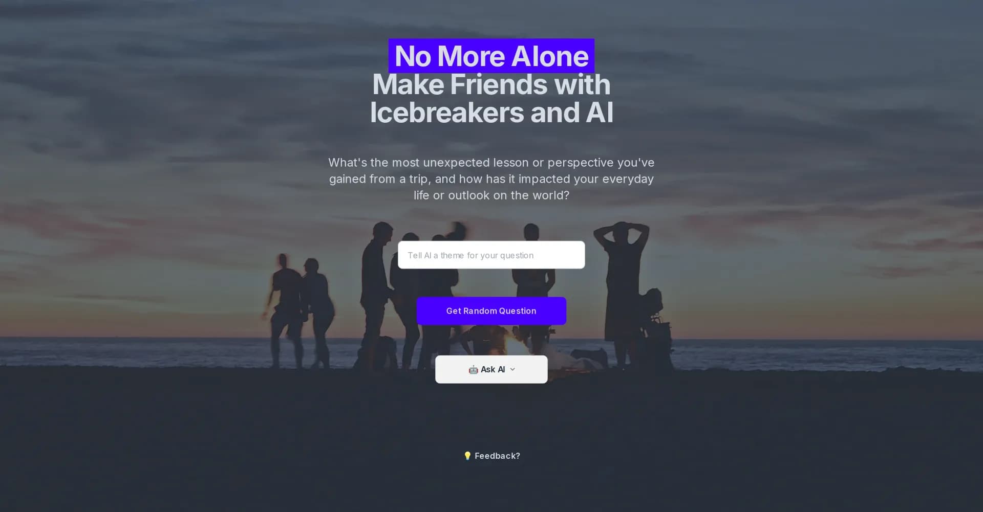 Ice Breaking Lab homepage screenshot — Break the ice and make friends with AI-powered questions.