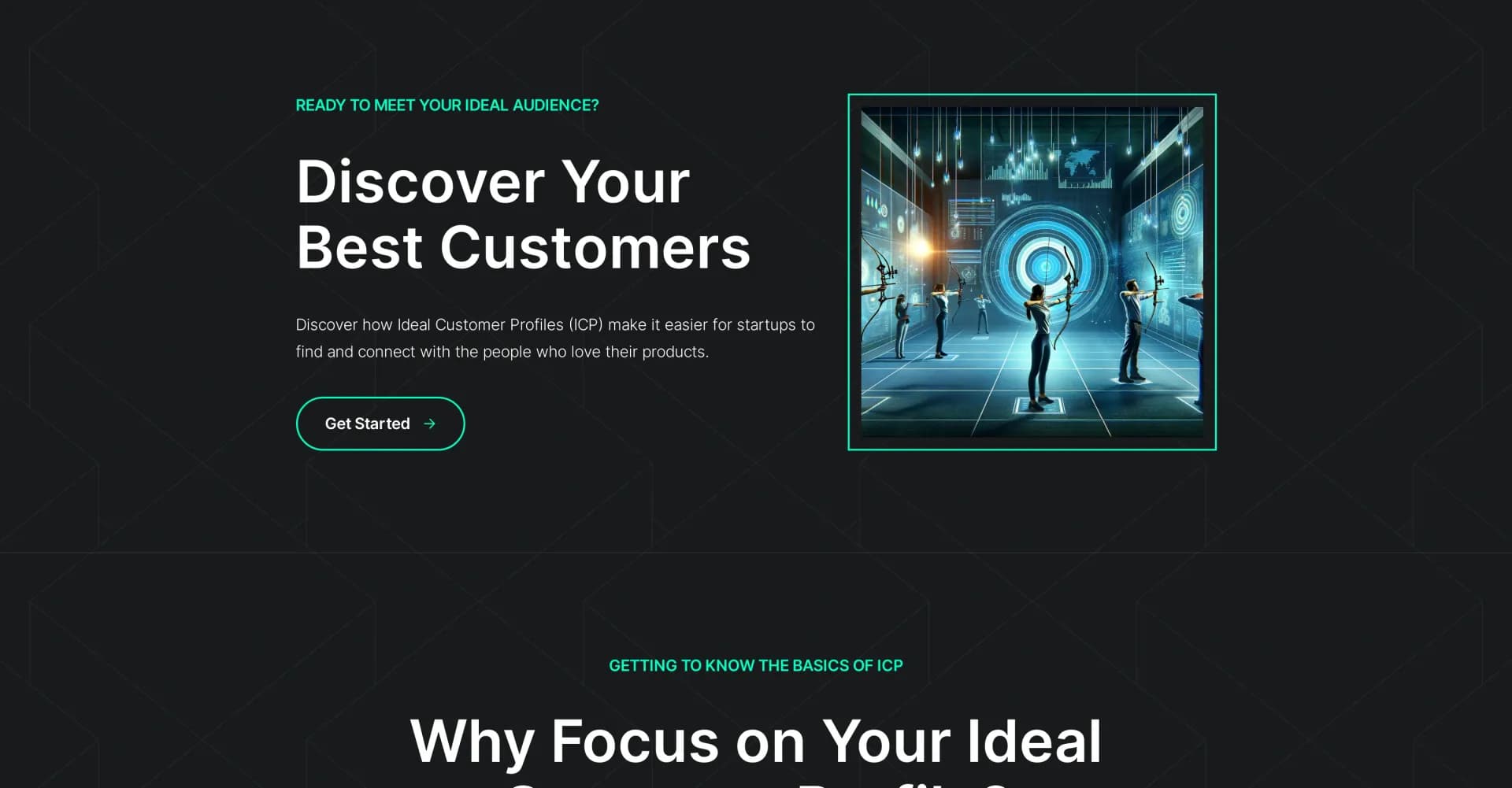 Ideal Customers AI homepage screenshot — Find your perfect buyers effortlessly