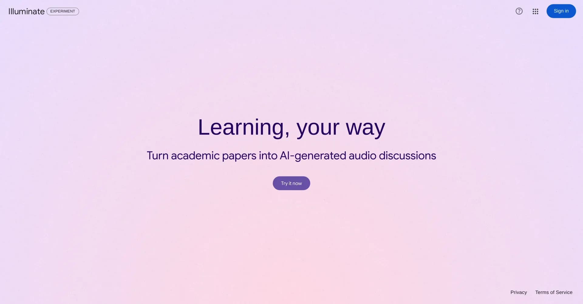 Illuminate homepage screenshot — Illuminate your ideas with AI-powered insights.