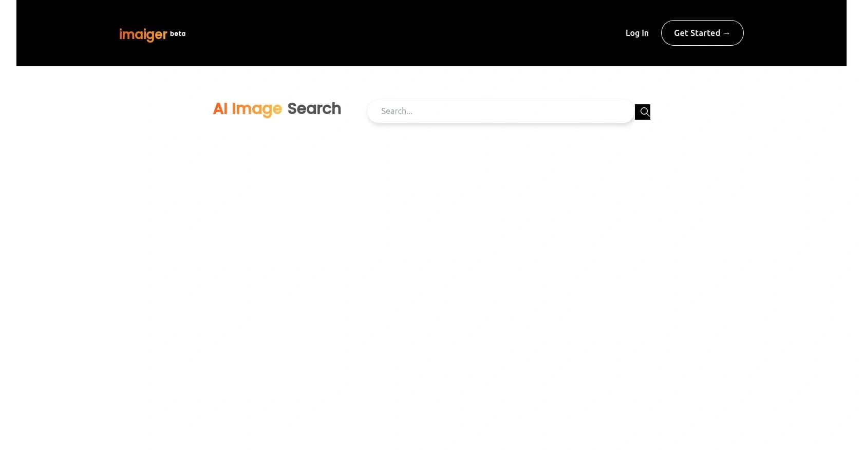 Imaiger homepage screenshot — Search millions of AI-generated art and images.