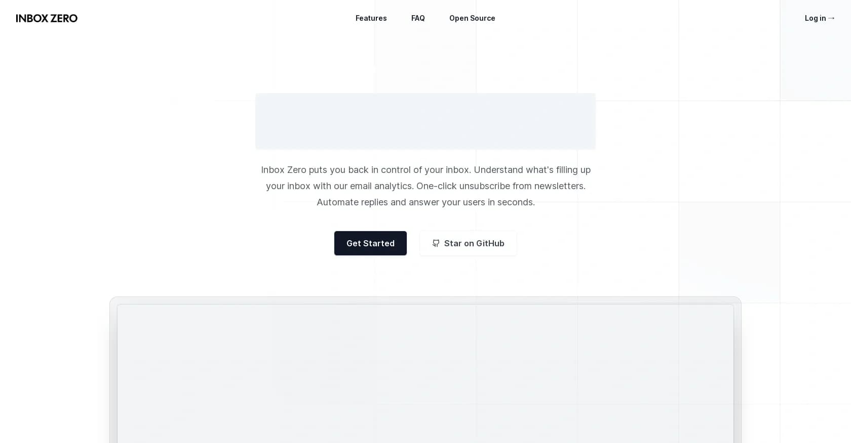 Inbox Zero homepage screenshot — Reach inbox zero in minutes.