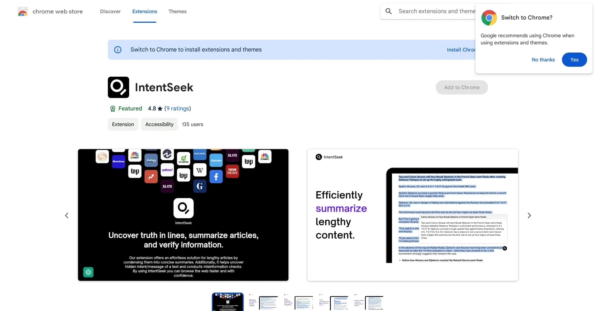 IntentSeek homepage screenshot — Efficiently summarize and analyze text to reveal hidden inte