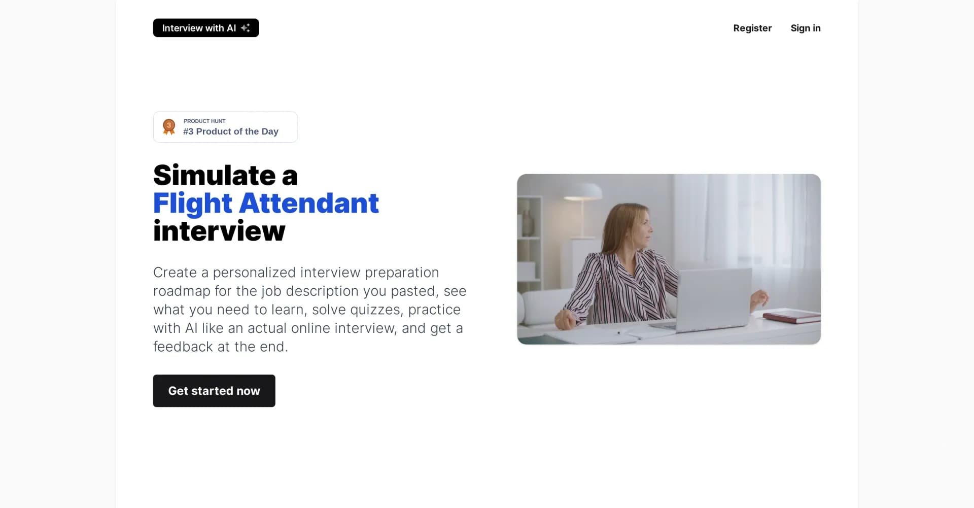 Interview with AI homepage screenshot — AI-powered interview prep for dream jobs.