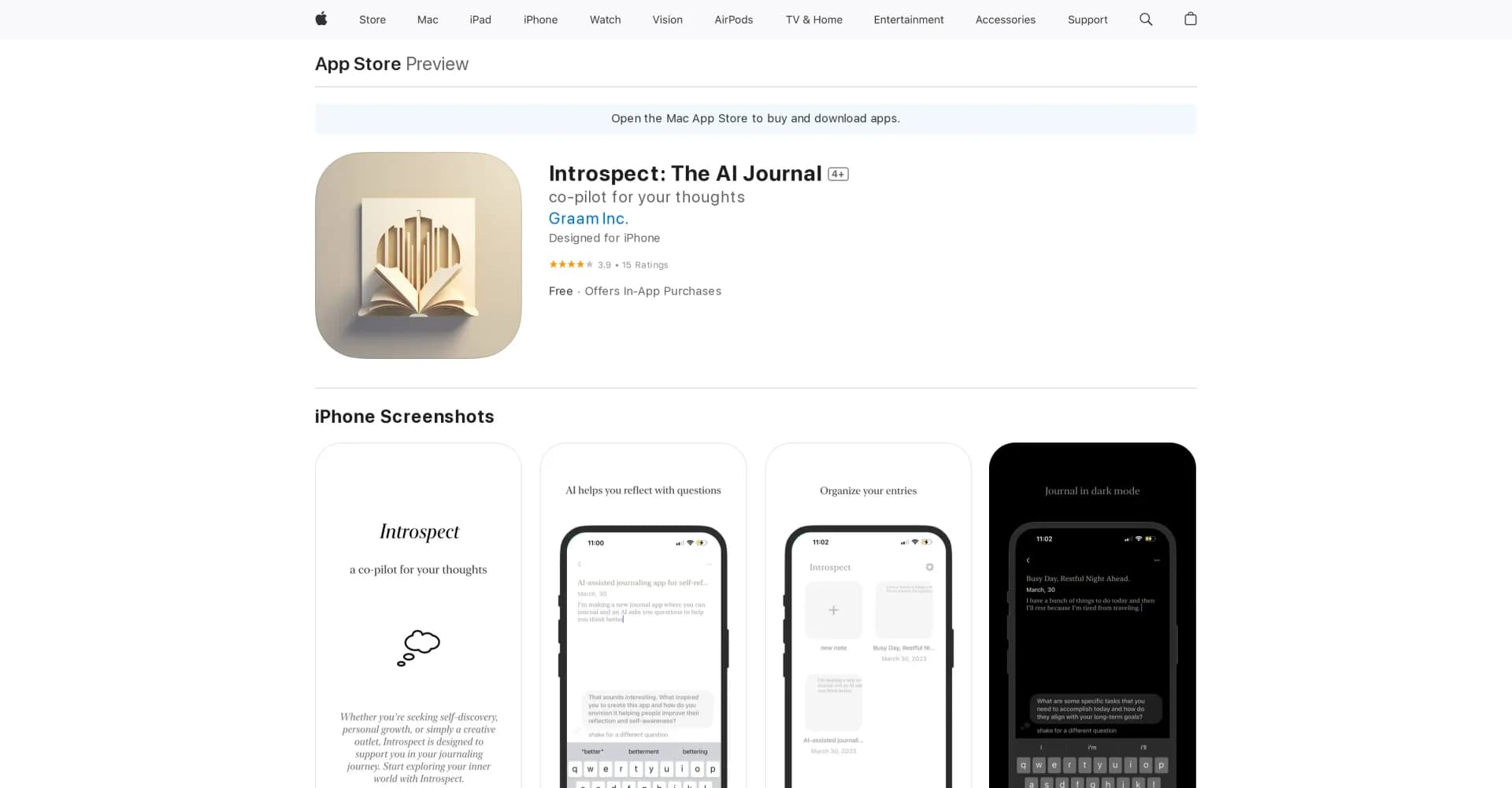 Introspect homepage screenshot — Enjoy AI-assisted journaling anywhere.