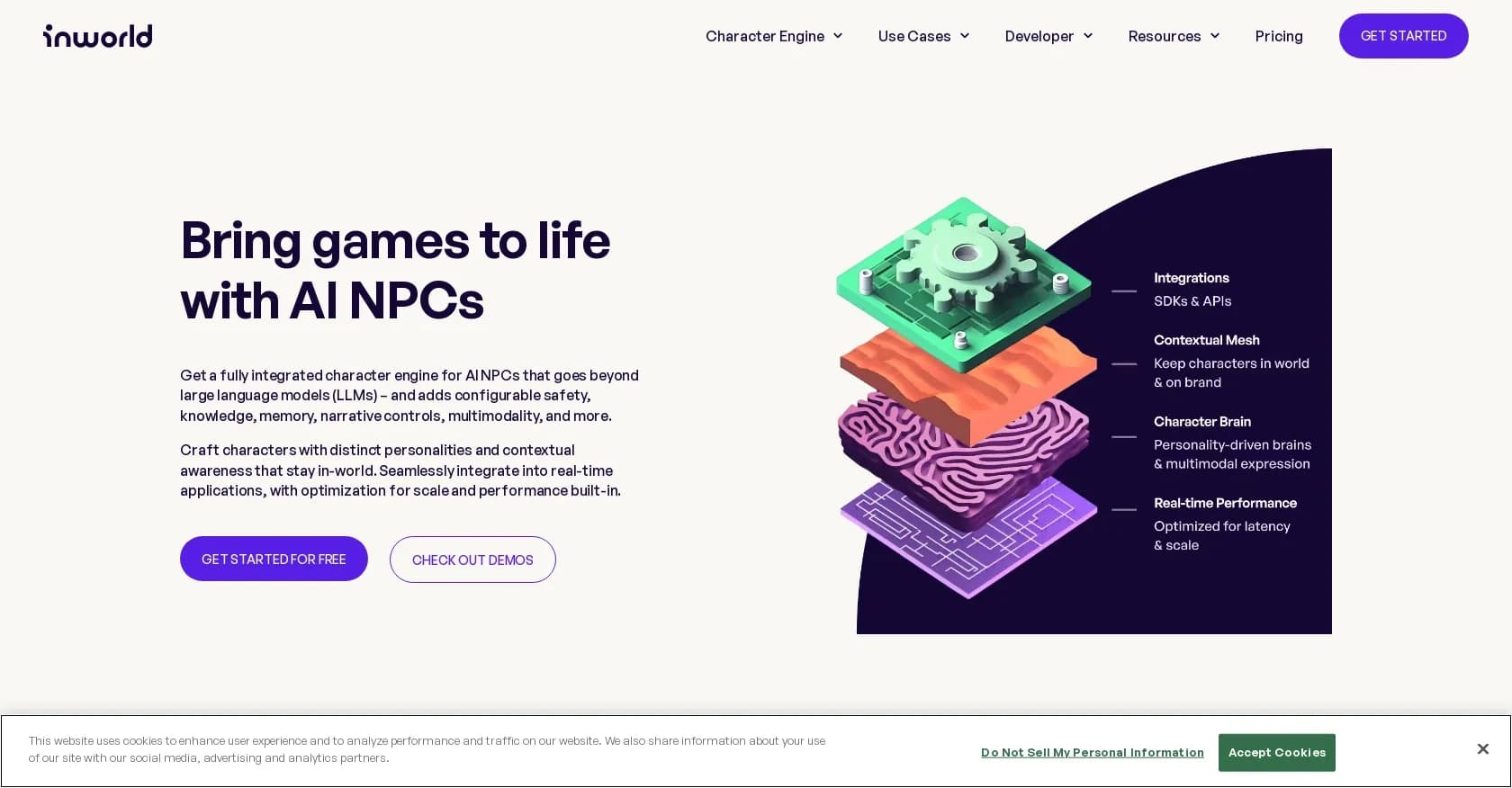Inworld homepage screenshot — Next-Gen Voice AI: Realistic, Scalable, and Built for Every 