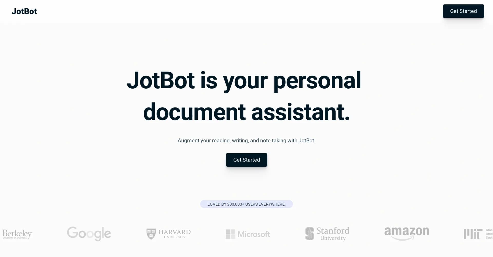 JotBot homepage screenshot — AI writing assistant that mimics your style