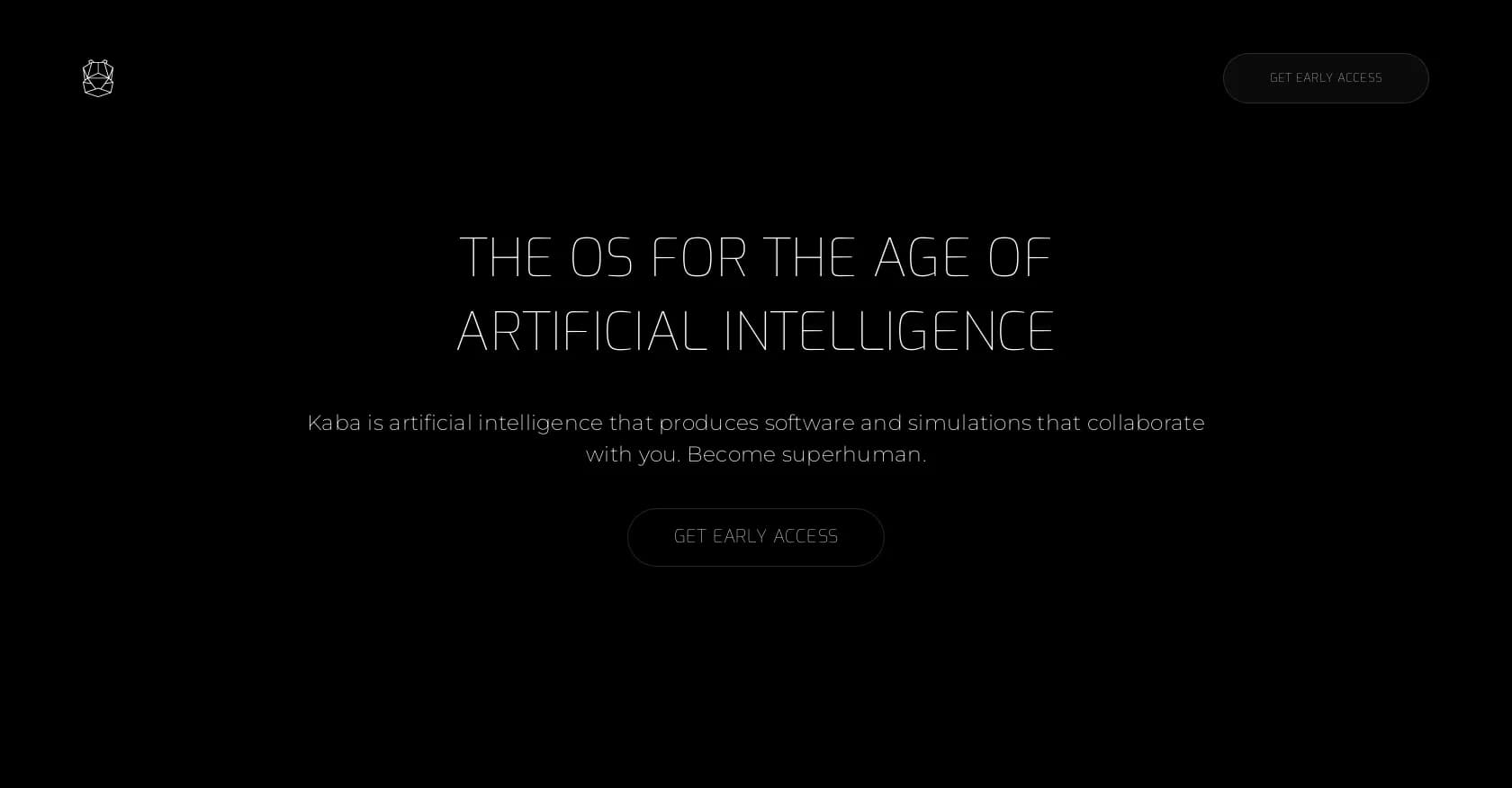 Kaba homepage screenshot — AI-powered OS for the future of computing
