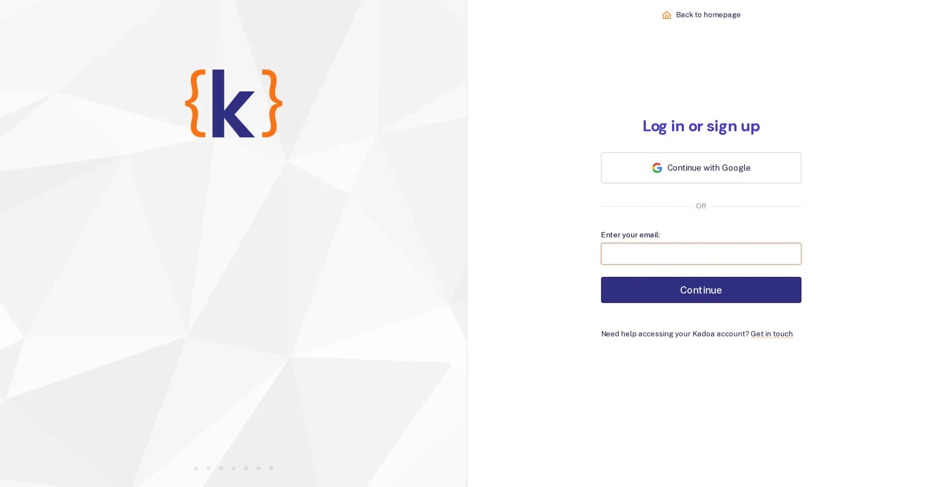 Kadoa homepage screenshot — Generate web scrapers with AI