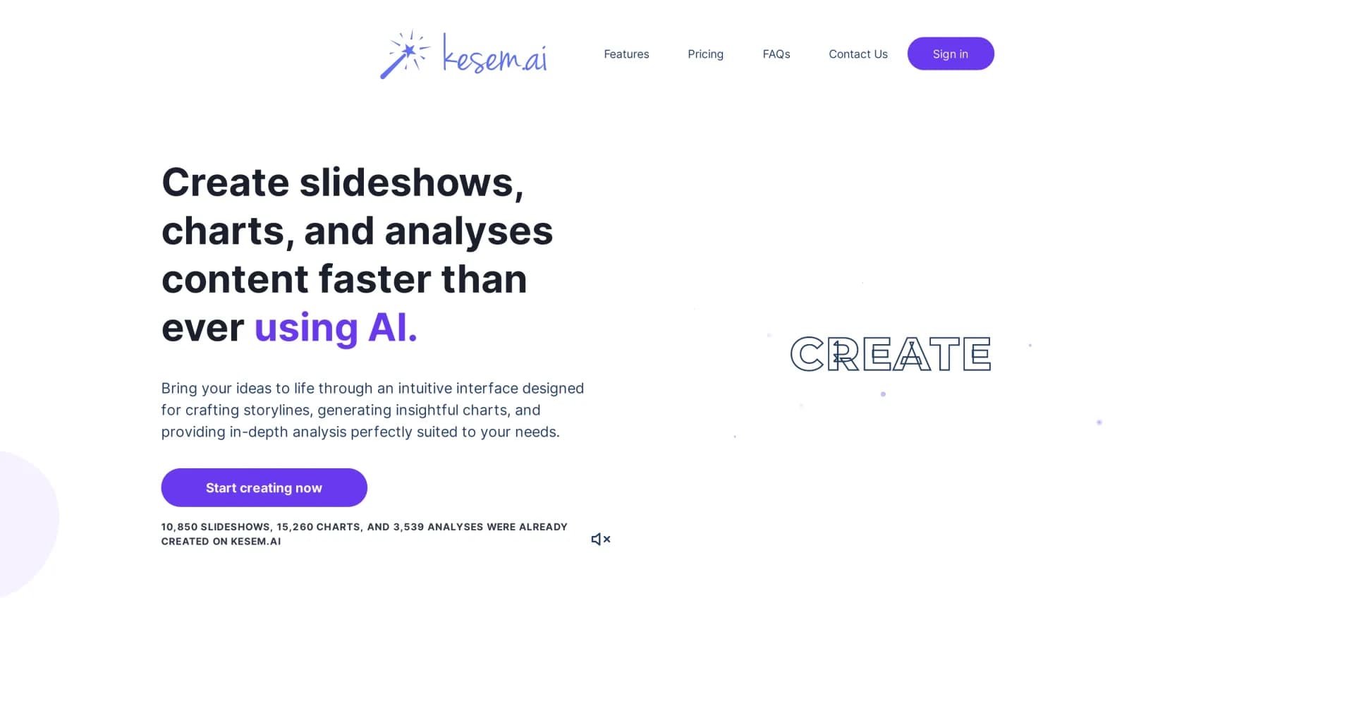 Kesem homepage screenshot — Empower your ideas with AI-driven creativity.