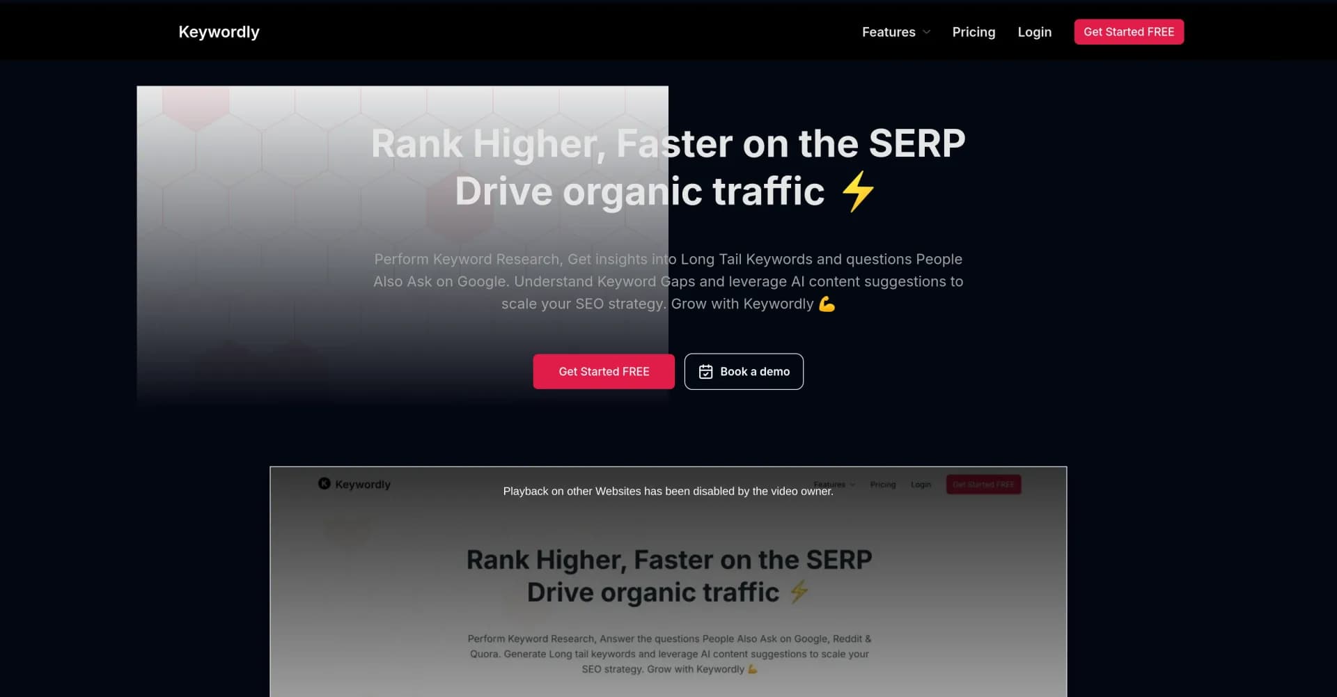 Keywordly homepage screenshot — Boost rankings with AI-powered keyword research