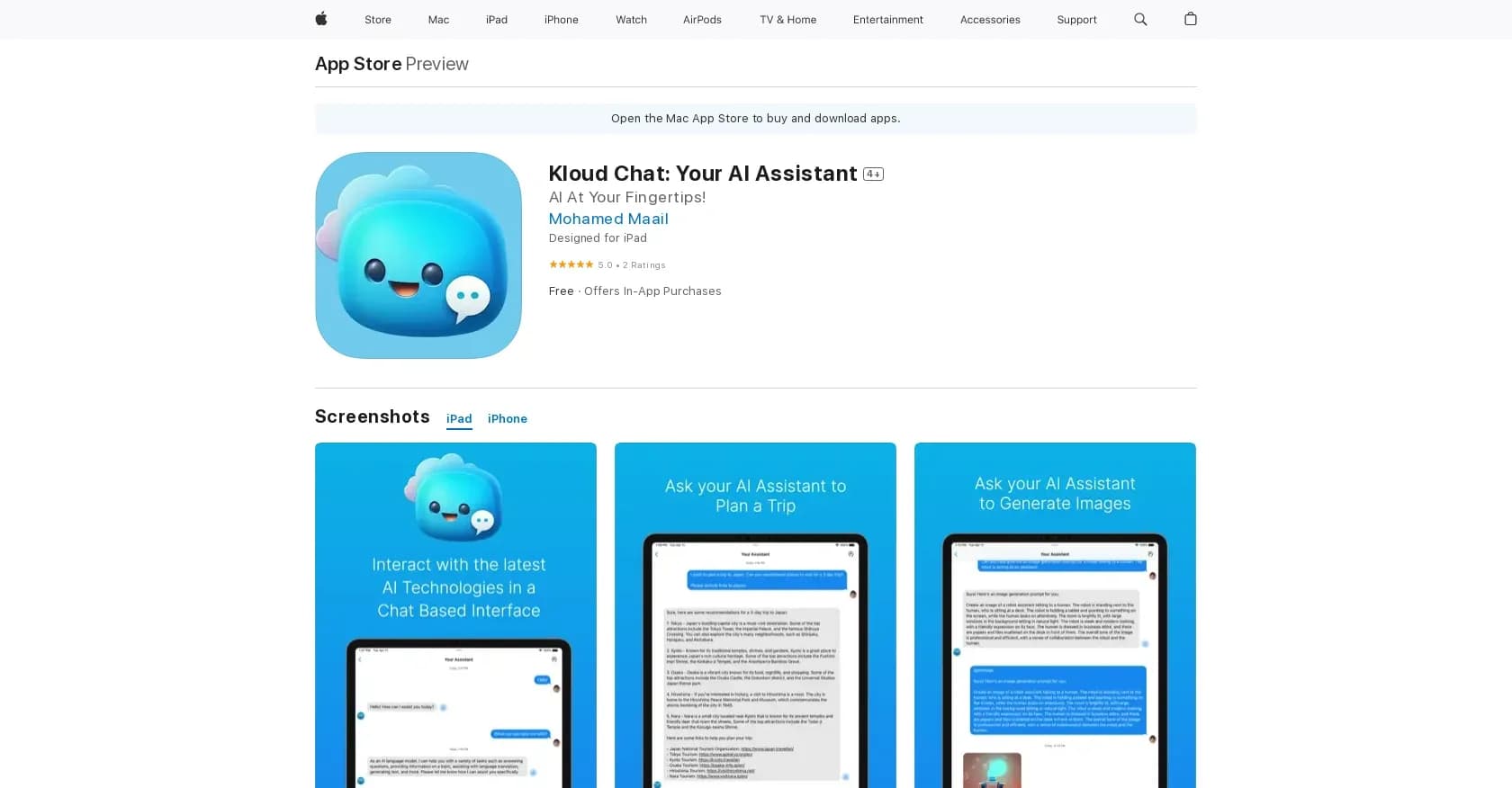 Kloud Chat homepage screenshot — Mobile experience enhanced with personalized guidance.