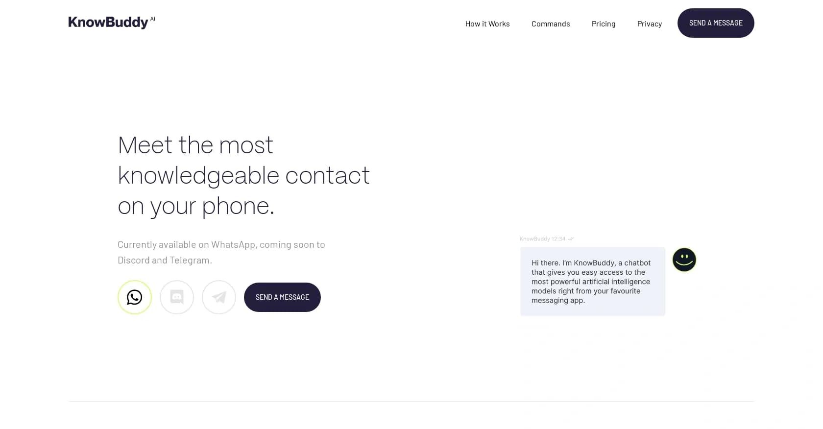 KnowBuddy homepage screenshot — Your AI-powered personal knowledge assistant.
