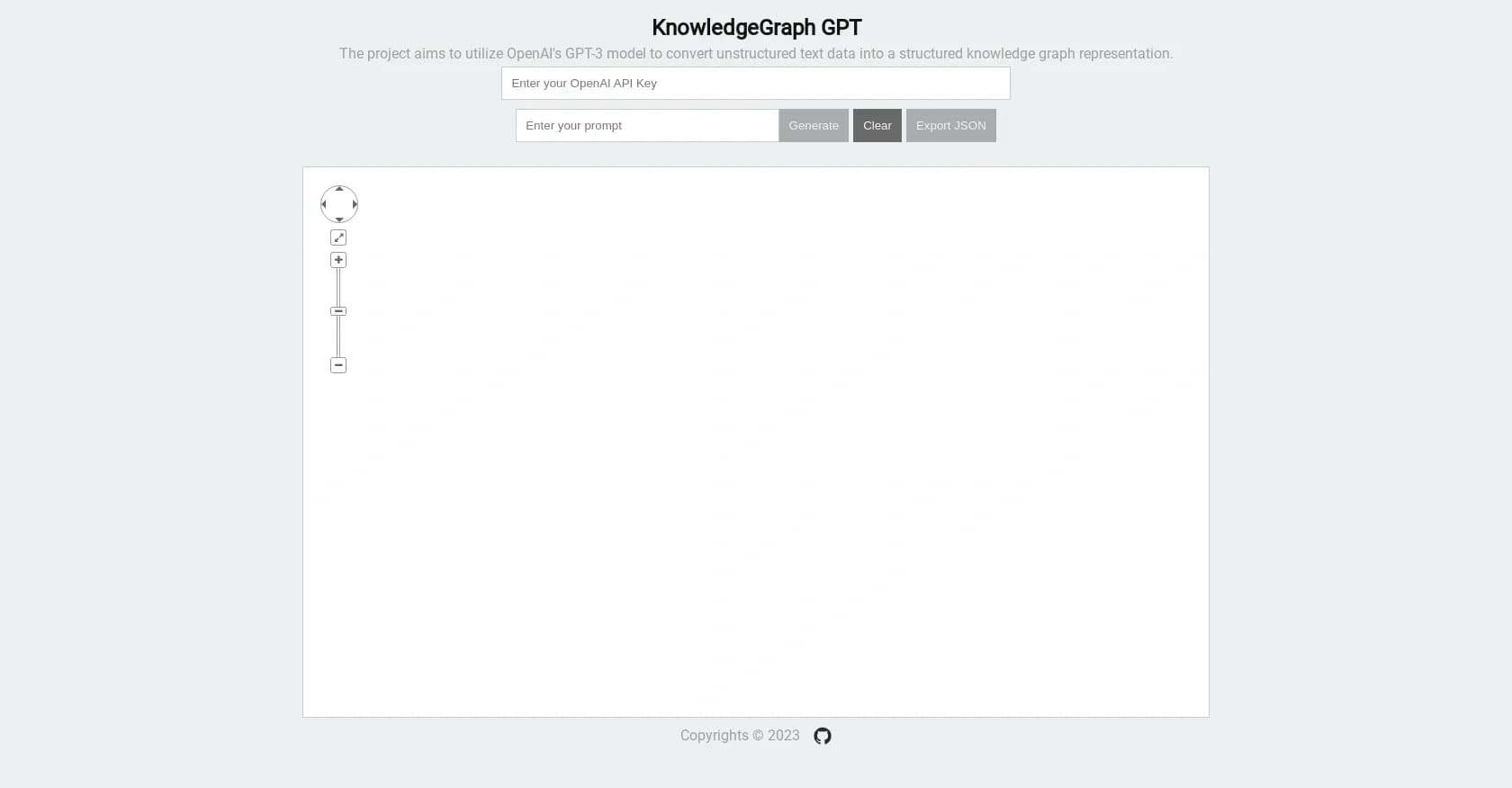 KnowledgeGraph GPT homepage screenshot — Transform unstructured text into knowledge graphs with AI.