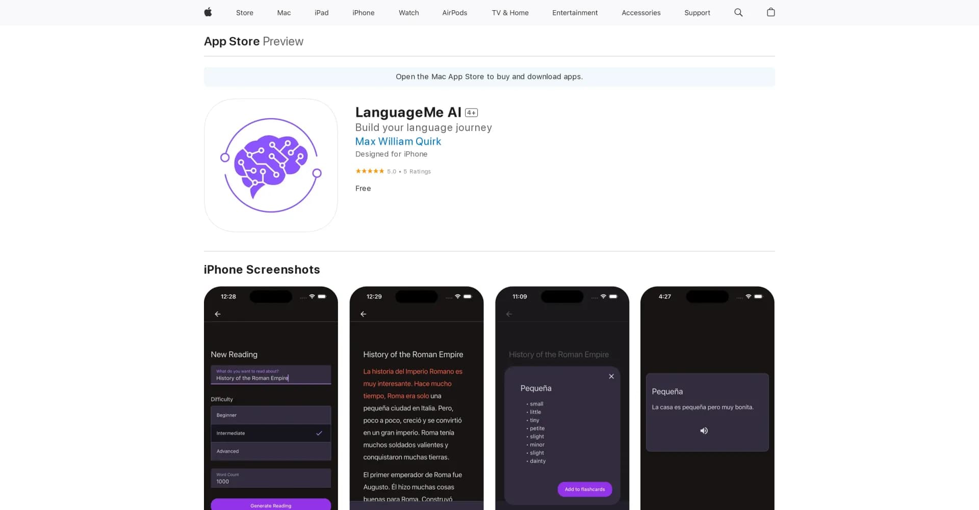LanguageMe AI homepage screenshot — Craft your own language-learning journey with AI.