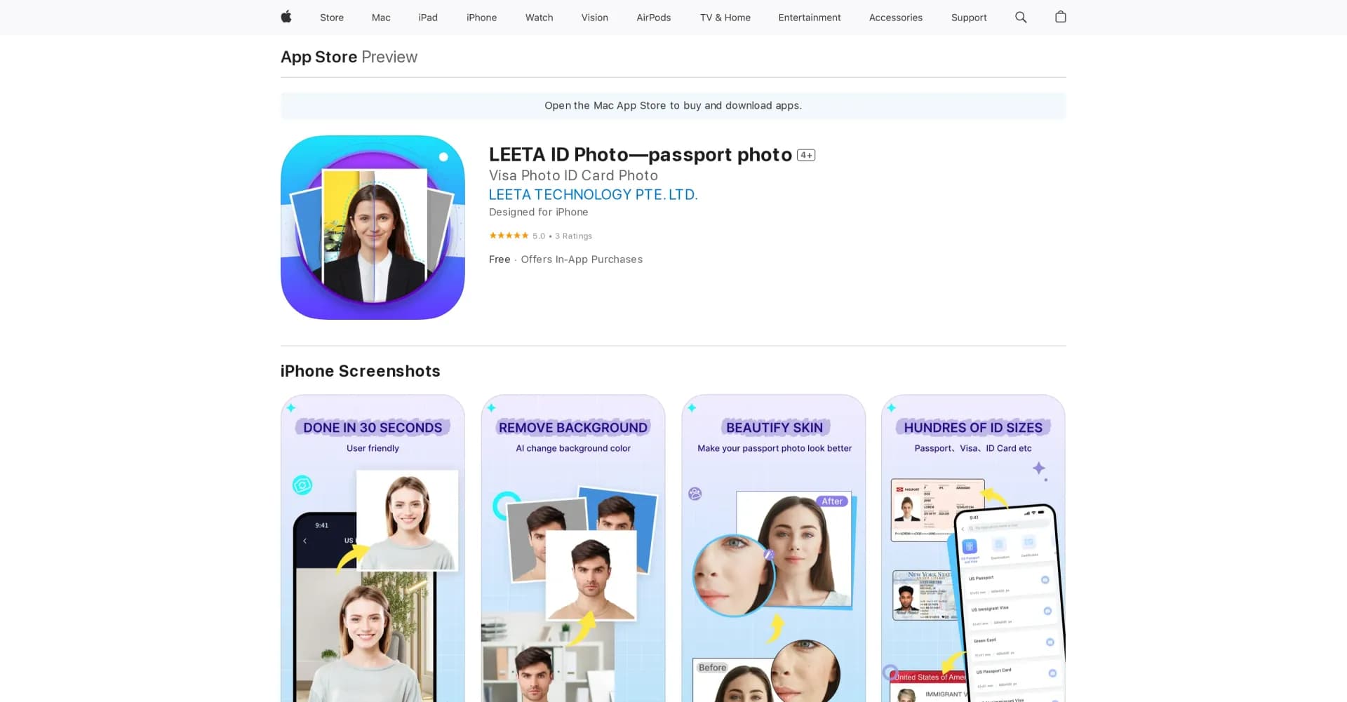 Leeta homepage screenshot — Perfectly resizing your ID and passport photos with AI.