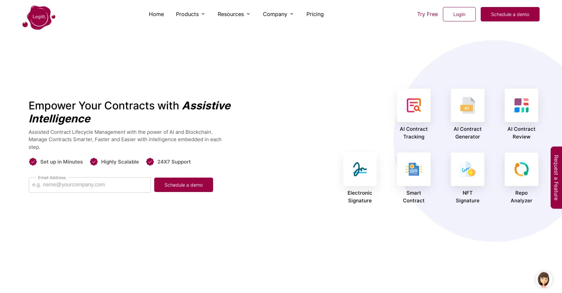 Legitt AI homepage screenshot — Simplify business with AI-powered contract management.