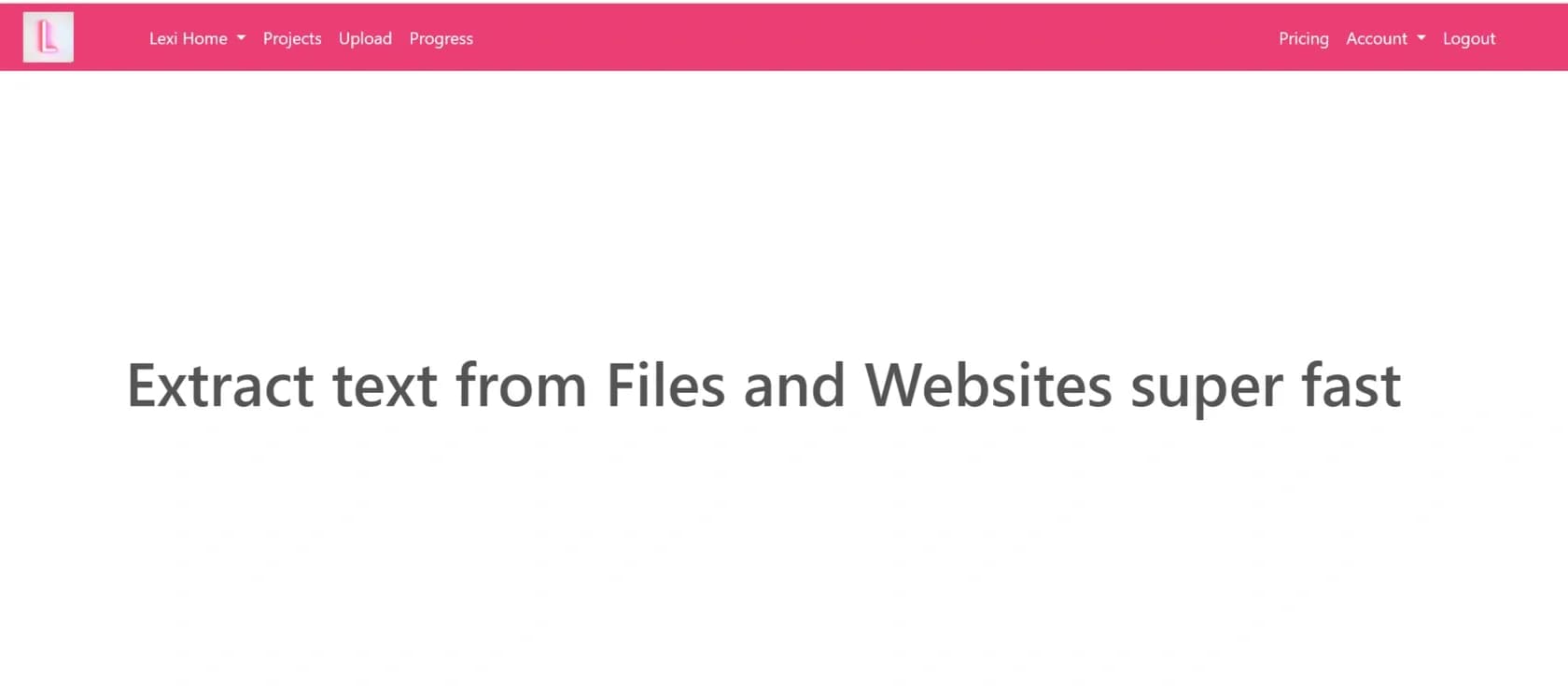 Lexi homepage screenshot — Clustered text data analysis.
