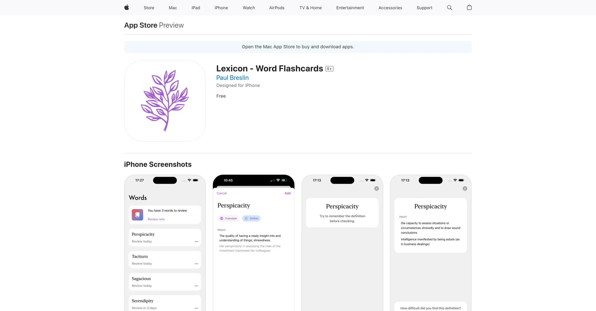 Lexicon - Word Flashcards homepage screenshot — Expand your vocabulary with personalized flashcards