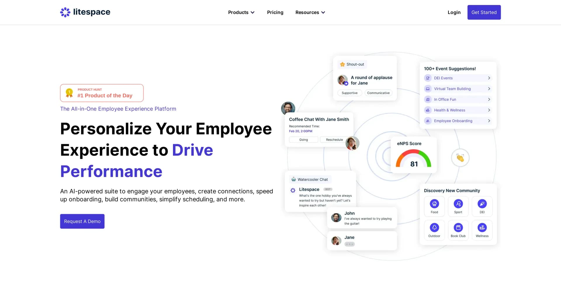 Litespace homepage screenshot — Foster team connection and build inclusive work environments