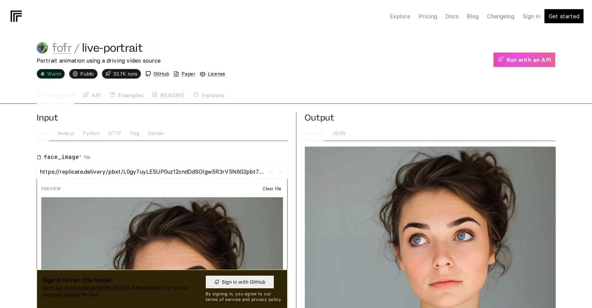 Live-Portrait homepage screenshot — Animate portraits with video-driven facial movements.