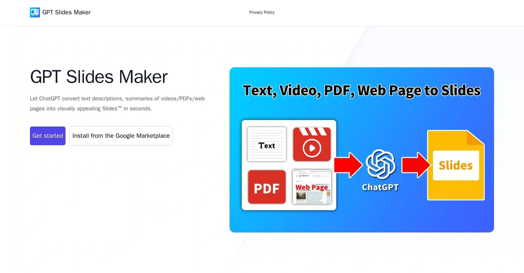 Livepolls Slide Generator homepage screenshot — Convert text to stunning slides with AI