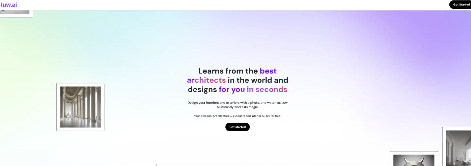 Luw AI homepage screenshot — Create AI personas that design for you.