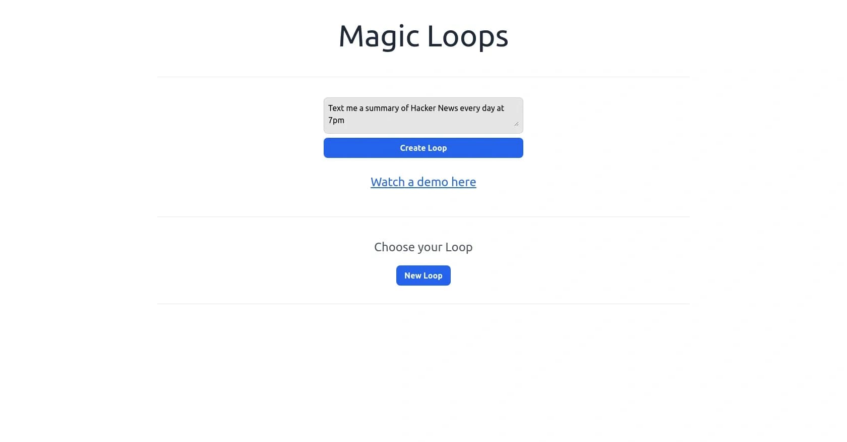 Magic Loops homepage screenshot — Plant magical automated loops in your daily life.