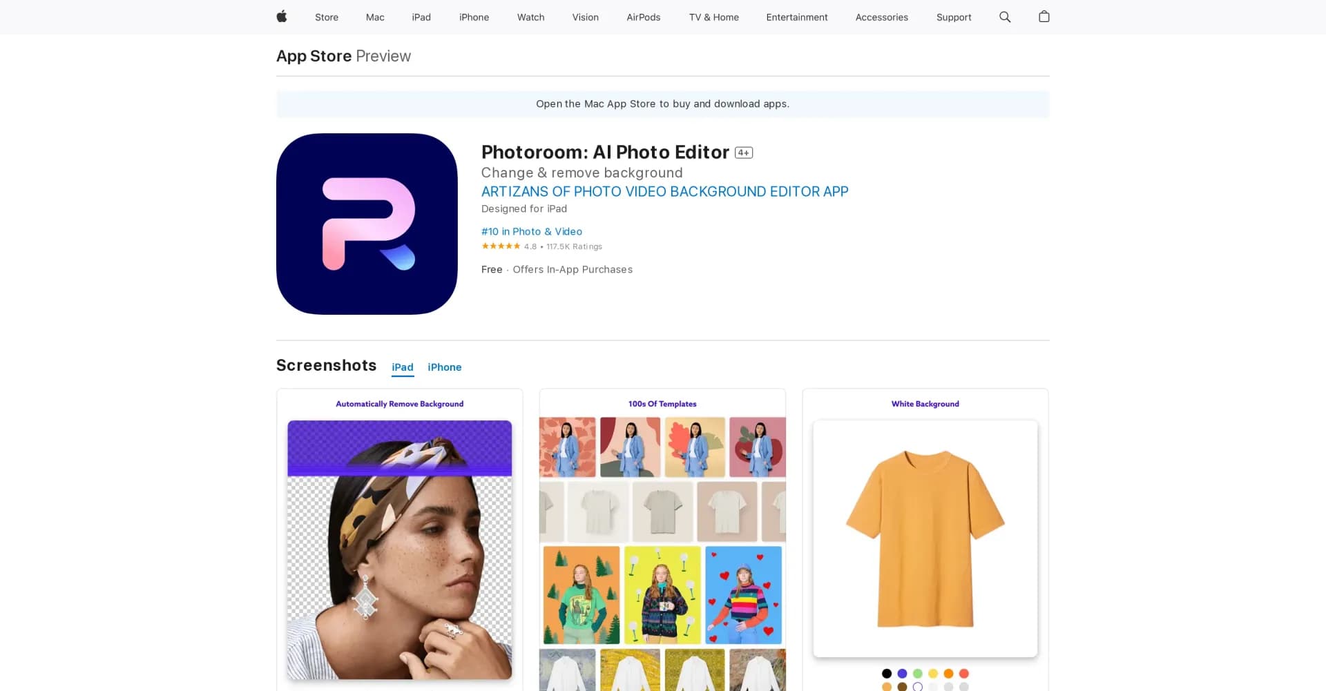 Photoroom: AI Photo Editor homepage screenshot — Transform your photos with Studio Editor