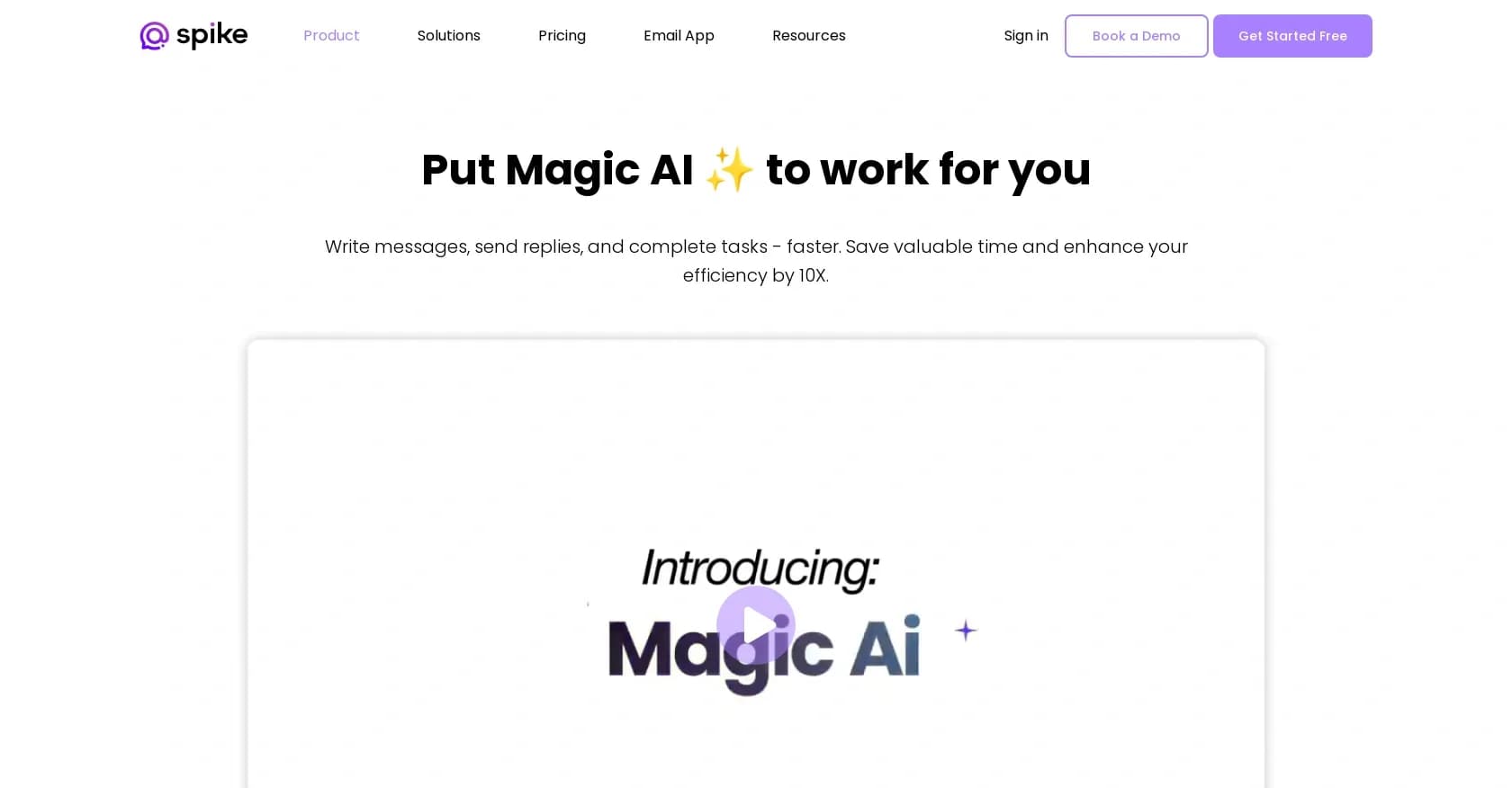 MagicAI by Spike homepage screenshot — Improved email and messaging workflow efficiency.