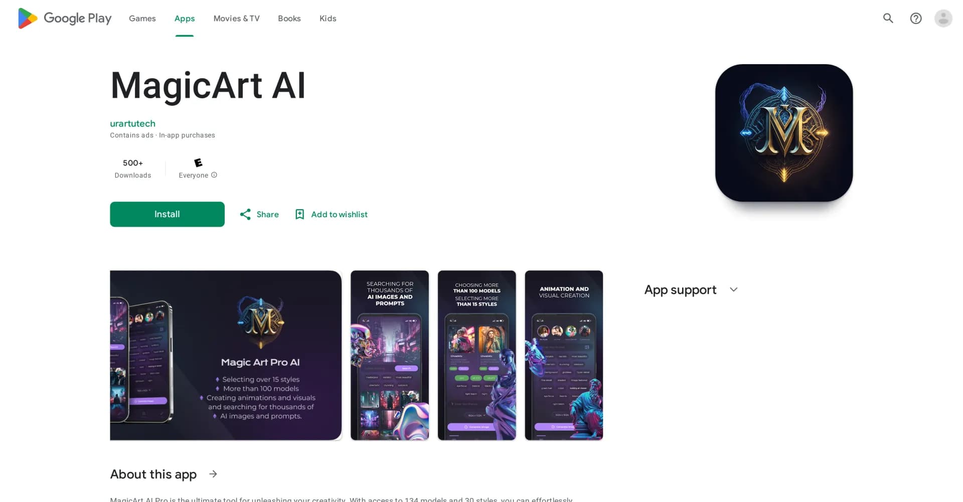 MagicArt homepage screenshot — Digital art creation and animation for smartphones.
