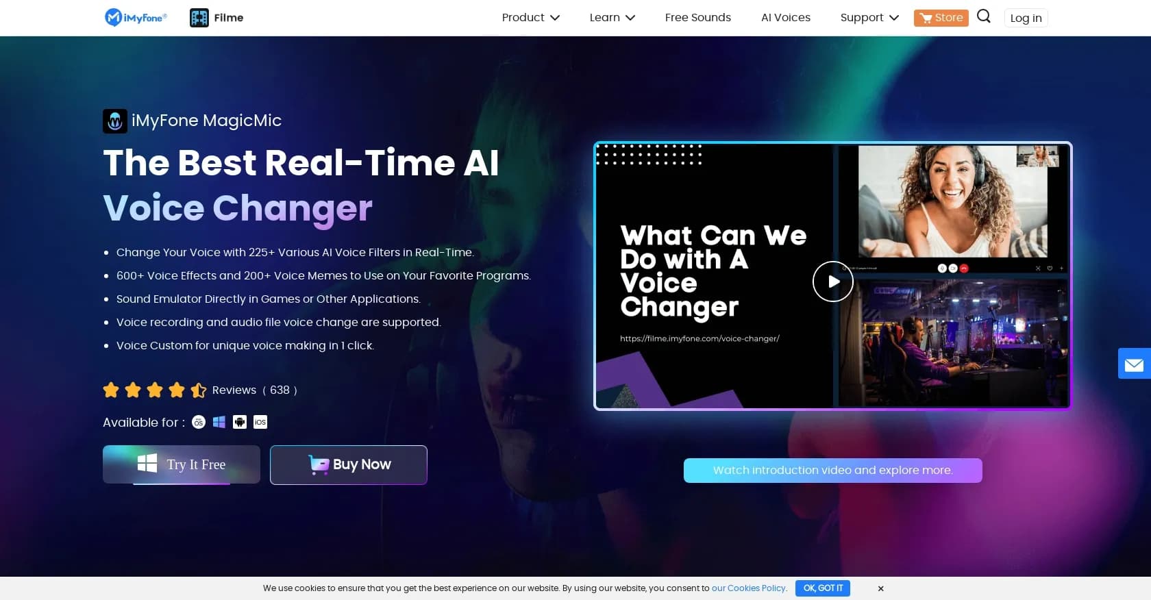 MagicMic homepage screenshot — Unleash your voice with 600+ AI effects.