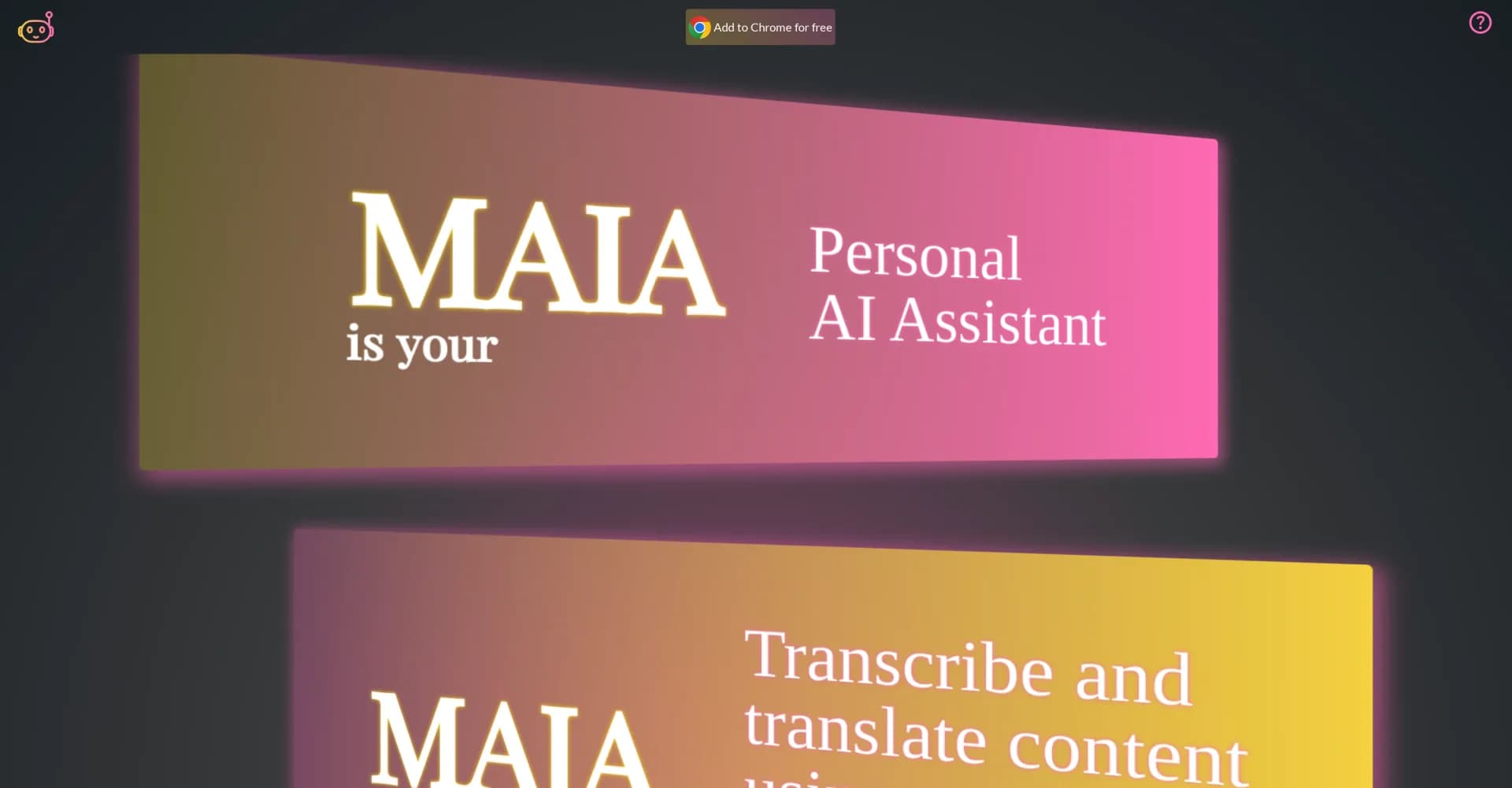 MAIA - My AI Assistant homepage screenshot — Your personal AI assistant for usable, accessible AI.