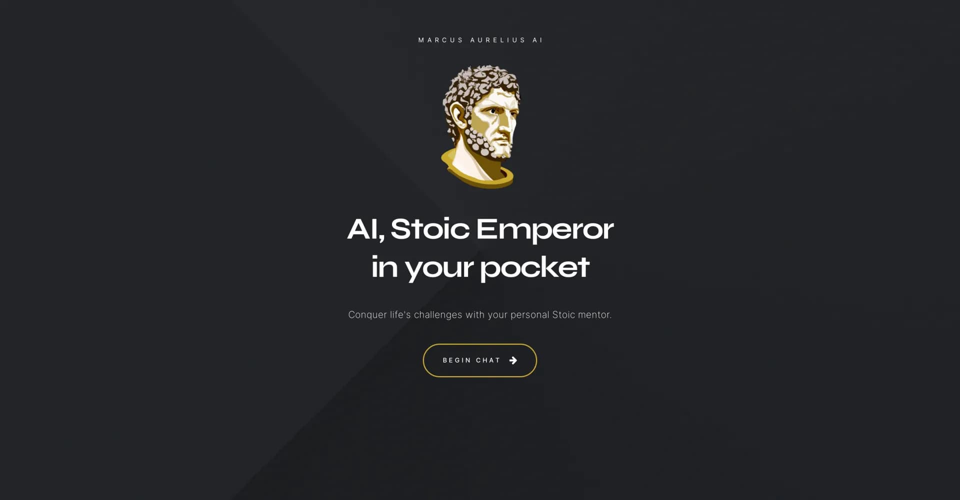 Marcus Aurelius AI homepage screenshot — AI Stoic Emperor in your pocket