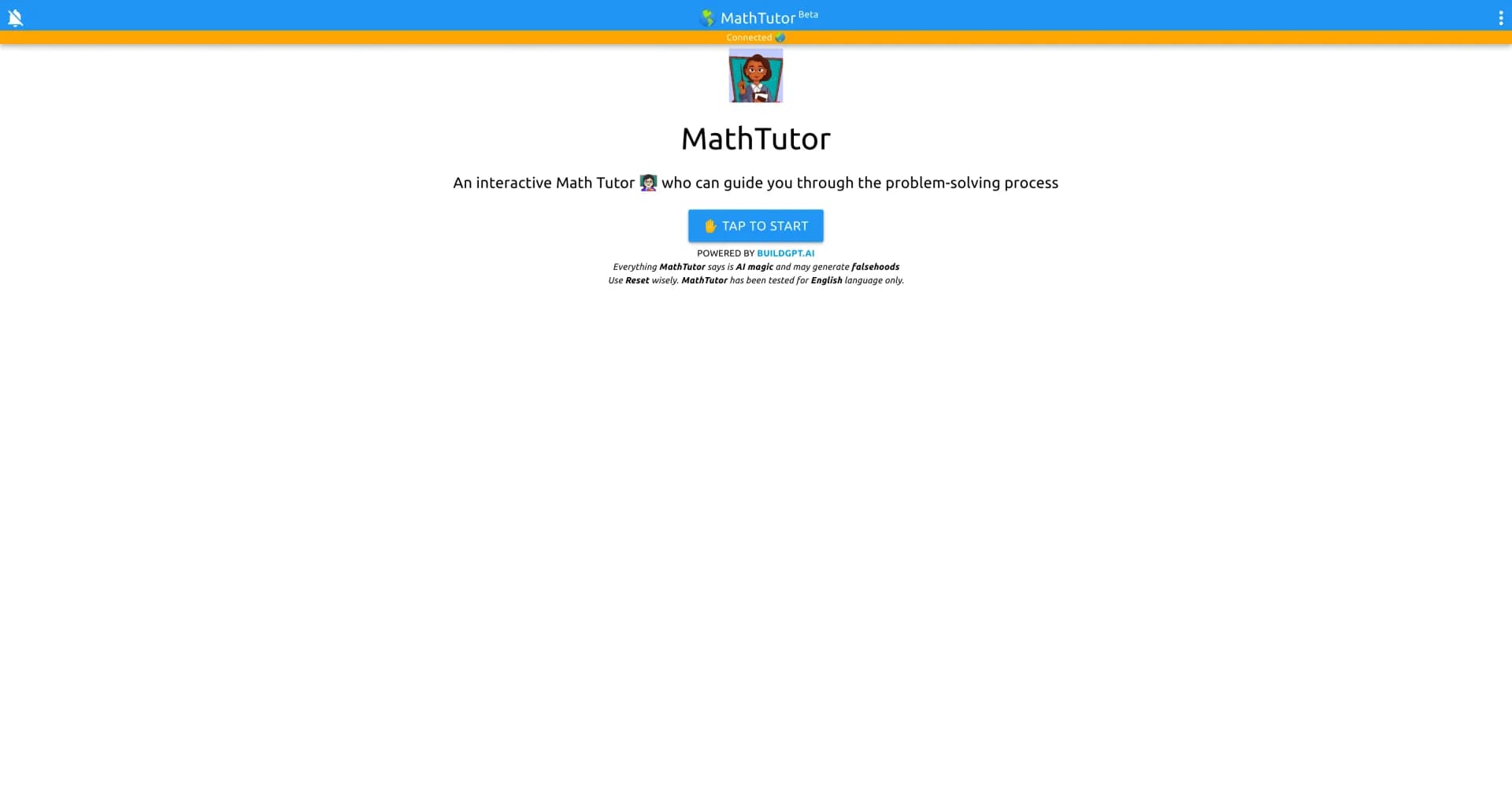 Mathtutor homepage screenshot — Your interactive math tutor for guided problem-solving.